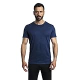 AoA Men's Royal Alpaca Crew Neck Shirt: Light & Wicking Outdoor Ecological Layer Navy Blue L