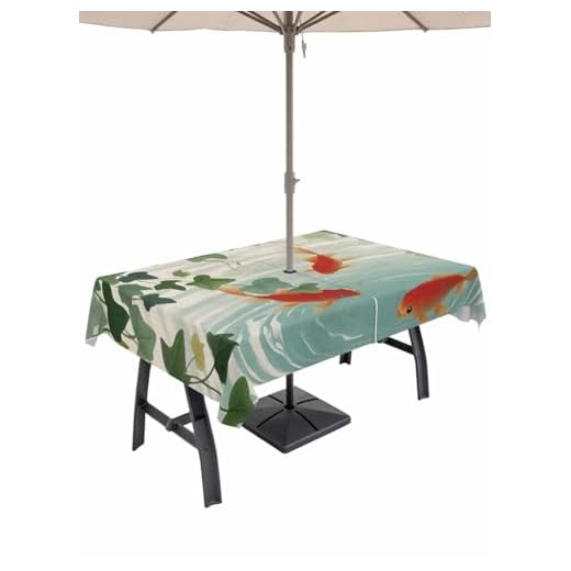 Japanese Carp Waterproof Tablecloth with Umbrella Hole