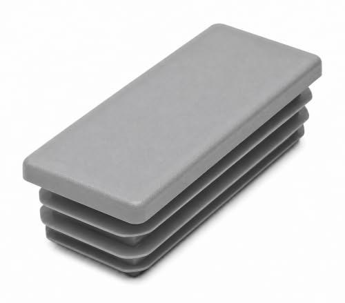 Image of (Pack of 14) Rectangular Plastic Plugs 1-3 /16 inch x 3-5 /32 inch (30 x 80 mm), Matt Tube Inserts, Fence Post Caps, Window Gray RAL 7040
