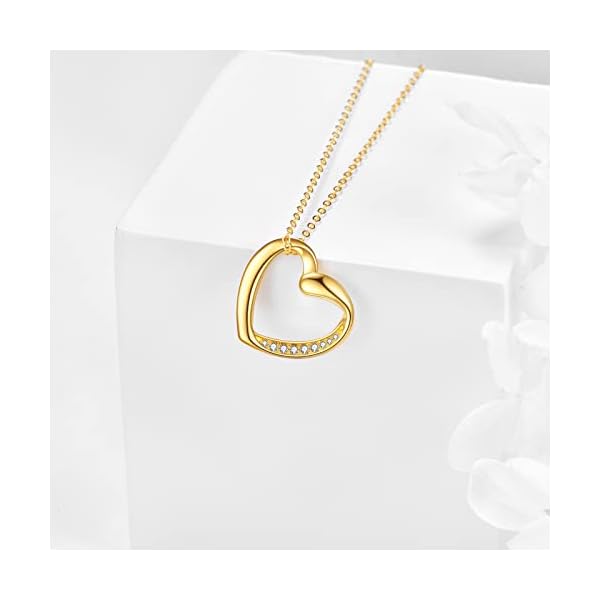 14K Solid Gold Heart Necklace for Women Fine Gold Love Jewelry Birthday Gifts for Wife Mother Girlfriend Her - Image 4