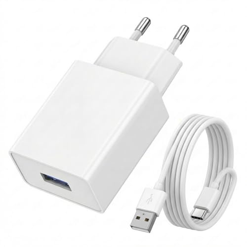Universale Alimentatore di Rete 5V 2A con Puerto USB C Cable de Carga Rápida Tipo C de 1.5M y 2 A Compatible con Smartphone/Auriculares/Android/iPhone//Honor/Samsung Galaxy/xiao/Hua
