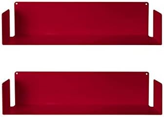 TEEbooks - CD and DVD shelf - Set of 2 - STEEL - RED - 60x15x15cm