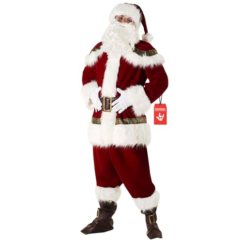 Morph Super Deluxe - Disfraz de Papá Noel para Hombre Adulto, Traje de Navidad Talla L