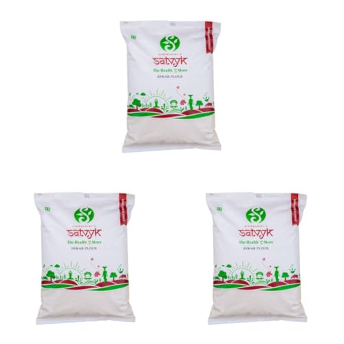 Image of S Siddhagiri's SATVYK THE HEALTH re STORE Organic Desi Jowar Flour (1kg) (Pack of 3)