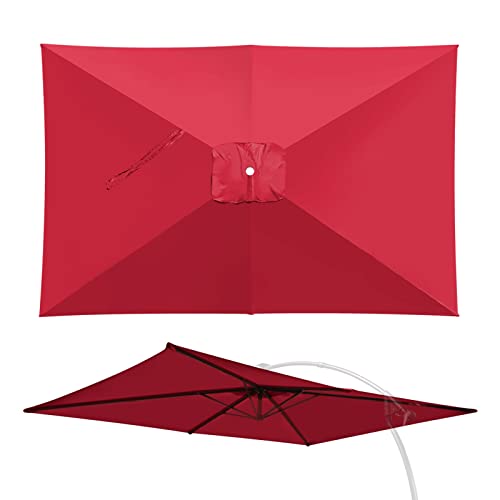 Yardgrow 10X6.5Ft 6-Ribs Umbrella Replacement Canopy Outdoor Patio Umbrella Canopy Cover, Frame Not Included (Burgundy) #TOP6