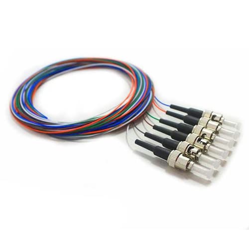 RiteAV 6 Strand Fiber Optic Pigtail, OM2-50/125, Multmode Black Boot ST/PC connectors, 3 Meter