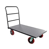 5Seconds Flatbed Platform Cart 3300LB Industrial Dolly Heavy Duty 48” x 24” Platform Hand Push Truck Super Heavy Duty Diamond Plate Flatbed Cart 8'' Swivel Wheels with Lock