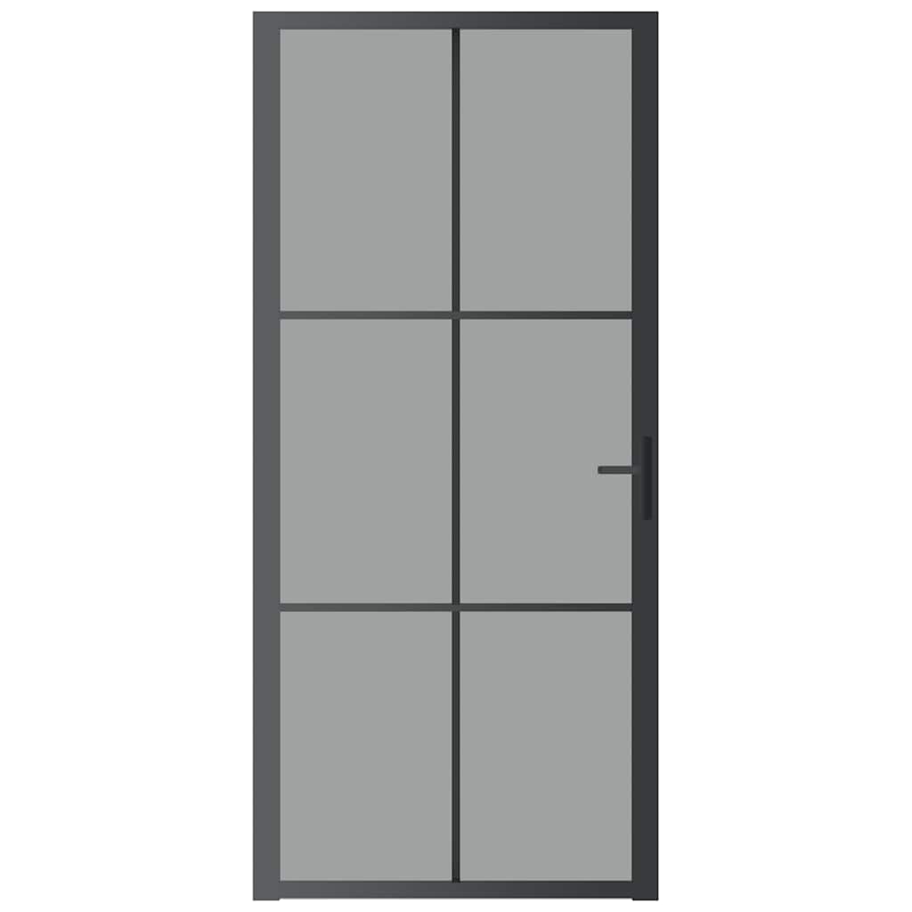 vidaXL Puerta Interior Corredera Entrada Corrediza Deslizante Cuarto de Baño Sala de Estar Salón Habitación Vidrio ESG y Aluminio Negro