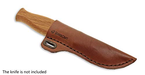 Beavercraft Knife Leather Sheath Sh1 6" X 2.4" Fixed Blade Knife Leather Sheath For Fixed Blade Knives Belt Fits Up To 3.5" Blade Knives Genuine Brown Leather Case #TOP3