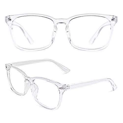 Slocyclub Blue Light Blocking Glasses Vintage Nerd Square Keyhole Design Eyeglasses Frame for Women Men