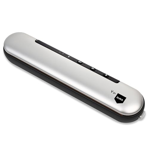 ELMA Envasadora al vacío Doméstica V Go para Envasar Alimentos Secos | Inalámbrica sin Cables | Barra de Sellado 30cm, 37,6 x 7,8 x 5,8 cm | Incluye accesorios y 1 Rollo de Bolsas Gofradas