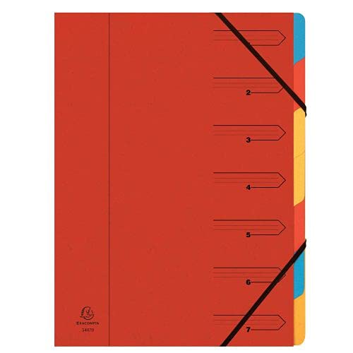Exacompta Europa 7-Part Organiser 400gsm Pressboard A4 Red 5221Z +Free FINCHLEY Refill Pen
