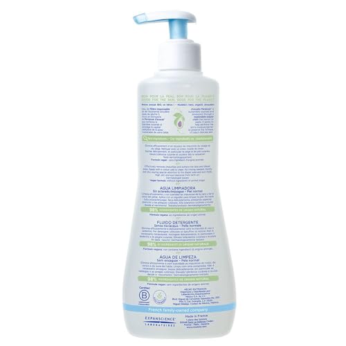 Mustela bébé – Reinigungswasser ohne Ausspülen für normale Haut – Gesicht und Windelbereich (1 x 500 ml)