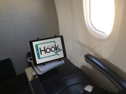 TabletHookz Plane, Train, car Phone and Tablet seat Back Holder, Table Clip and Phone Stand v2 Include securing Feature to Keep Your Device Secure, Compatible with iPhone, iPad, Tablets, Readers