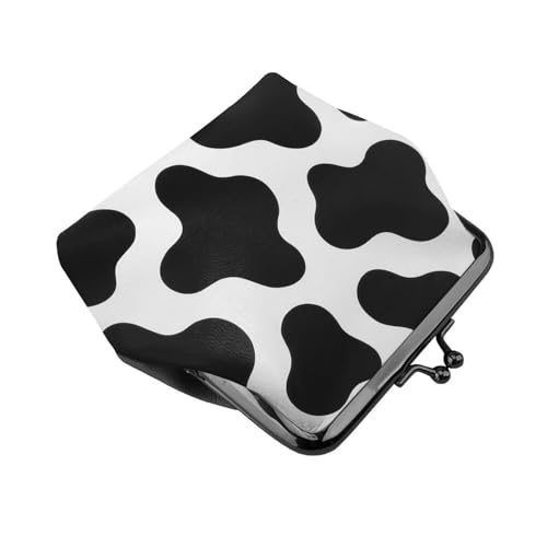 Pu Leather Buckle Coin Purse Black Cow Print Girls Kiss-Lock Change Purse Wallets3