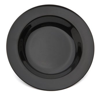 Harfield Pasta Soup Black Plate - Pack of 4, 21.5cm HQ Polycarbonate Unbreakable Plastic