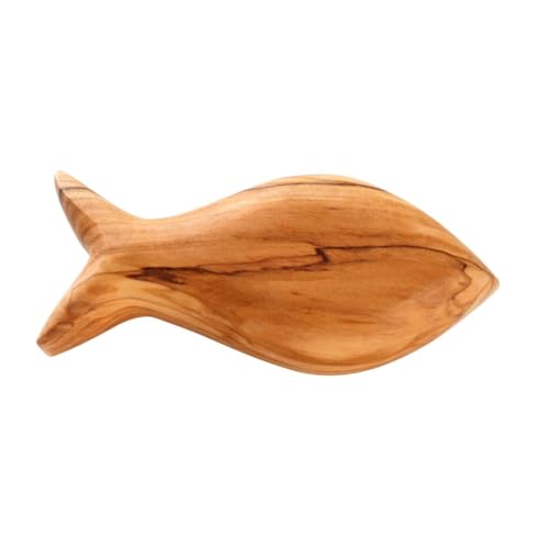Kassis Geschenkartikel Poisson en bois d'olivier - Anti-stress - Porte-bonheur - Décoration de table - Cadeau pour communion, baptême, confirmation