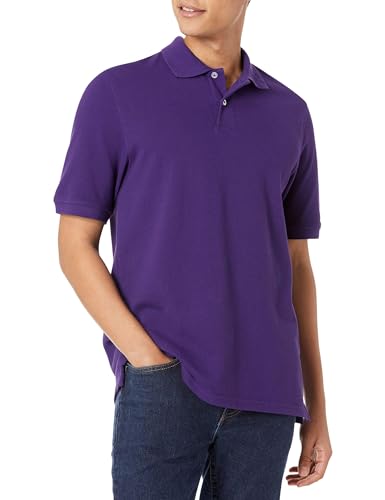 Amazon Essentials Men's Regular-Fit Short-Sleeve Cotton Piqué Polo Shirt (Available in Big and Tall), Dark Purple, XXL