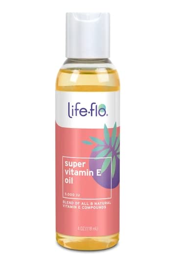 LIFE-FLO Super Vitamin E Oil 5000IU with 8 Vitamin E Compounds | Skin & Antioxidant Support | Soothing Hydration | 4 Oz | Pack of 2