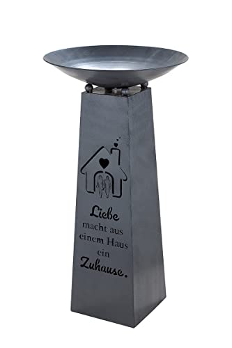 GILDE Metallständer Schalenständer Blumenständer aus Metall mit abnehmbare Schale, Zuhause; Farbe: grau; Höhe ca. 95cm, Schale ca. 50cm im Durchmesser
