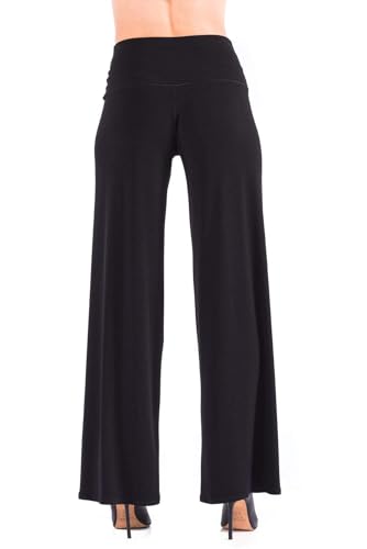 Women Jersey Single Layer Unlined Palazzo Pants Wide Leg Seasonless High Waist Casual4