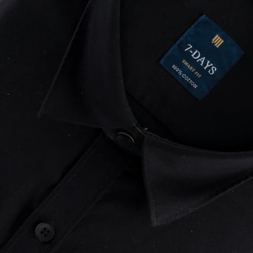 Image of 7-DAYS Men's 100% Cotton Full Sleeve Shirt for Men | Premium Plain Shirt | Tailored Fit (Between Slim & Regular) | Stylish Office & Casual Wear | with Pocket