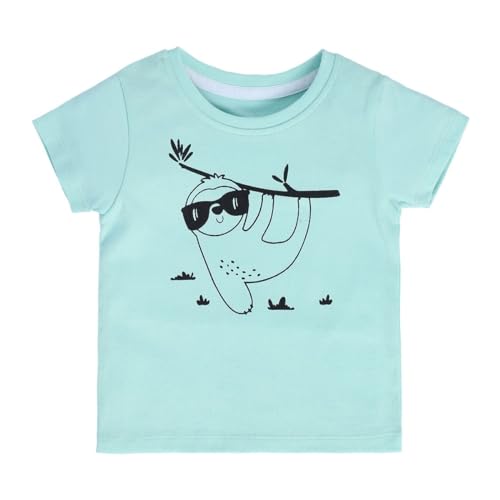Image of miniklub Baby Round Neck, Short Sleeve Knit Cotton T-Shirt, (Red)