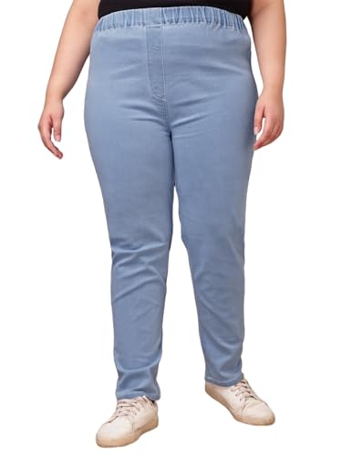 Women's Denim Light Blue Jeggings – Formal Wear Jeggings, Ultra Plus Size Comfortable Stretchable Denim Jegging