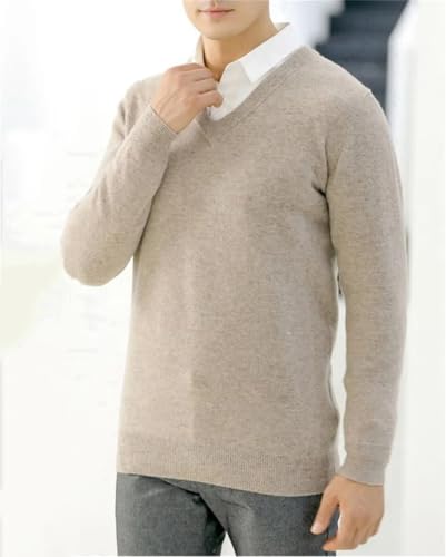 Men Sweater V-Neck Long Sleeve Pullovers Solid Color Standard Male Cashmere Sweater Knitting Jumpers2