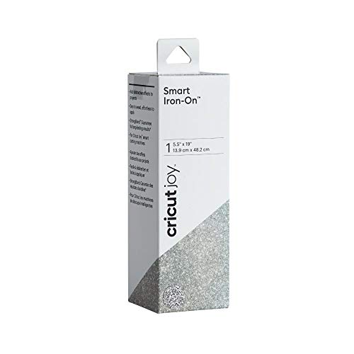 Cricut Joy Smart Glitter Iron On - Silver (5.5x19 Roll) - HTV Heat Transfer Vinyl Compatible with Cricut Joy Machine