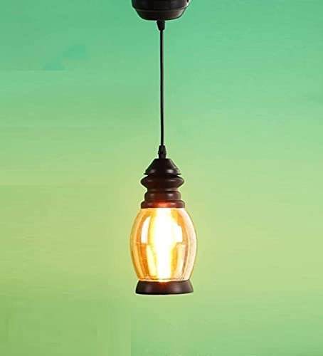 Image of Modern Hanging Pendant Light for Bedroom, Living Room & Balcony | Vintage Glass Ceiling Lamp with Warm Light