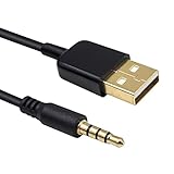 QDiShi DC 3.5mm Male AUX Audio Jack to USB 2.0 Male Charge Cable Adapter Cord 3 Feet, Audio Car Stereo Jack Cables to USB 2.0 for iPod MP3 Player Headphones Speakers and Other Devices (Black)