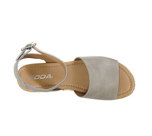 Image of Soda Topic Open Toe Buckle Ankle Strap Espadrilles Flatform Wedge Casual Sandal