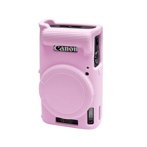 Easy Hood Case for Canon PowerShot IXY 650/ELPH 360 Camera Soft Silicone Camera Cover with Removable Lens Cap Slim Fit Anti-Scratch Carrying Protective Case Camera Body Skin Sleeve(Pink)
