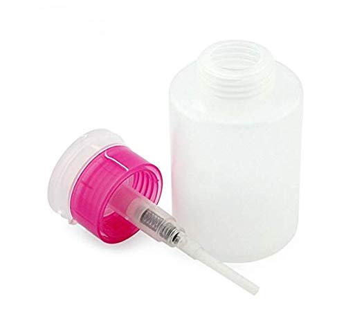 DNHCLL 1PCS 150ML(5oz) Push Down Empty Lockable Pump Dispenser Bottle for Nail Polish and Makeup Remover(Pink Top Cap) - Thumbnail 3