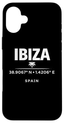 Ibiza Spain Coordinates Mediterranean Island Travel Design �X�}�z�P�[�X iPhone 16 Plus �p