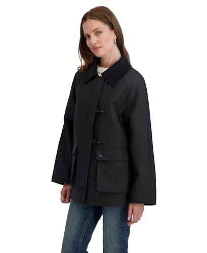Image of TAHARI Women's Cotton Blend Barn Jacket With Snap Closure, Fully Lined, Cargo Pockets, Fully Lined