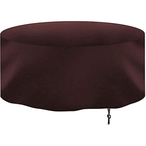 JQDZX Garden Furniture Cover, Circular Patio Table Protective Cover, Oxford Fabric Waterproof, Windproof, Anti-UV, Rip Proof, for Patio Outdoor Table and Chairs Set (brown,190cm*80cm) Cover