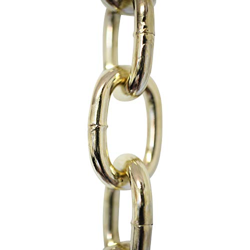 Image of RCH Hardware CH-S60-02-PB-10 |5 Gauge Decorative Solid Steel Standard Link Fixture Chain | Polished Brass Finish
