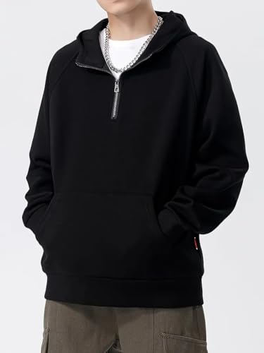 Image of Trillion Half Zipper Hooded Sweatshirt for Men (Regular Fit | Polyester Blend)