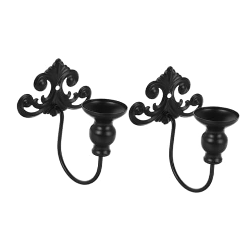 NIYANGLE 2 Piezas Candelabros de Pared de Hierro Vintage con Patrones Europeos de Portavelas Colgantes para Sala Dormitorio y Comedor Decoración Mural Resistente y Multifuncional