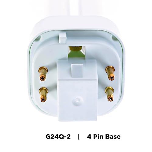 Sleeklighting 18 Watt T4 Double Tube Cfl 4 Pin G24Q-2 Base Light Bulb 3500K 1050Lm -Replaces Plc-18W 827 -Compact Fluorescent -Neutral White Light 4Pack #TOP3