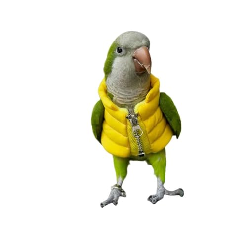 GSHYWFSSJ Pet Bird Winter Vest, Yellow Puffer Jacket with Zipper, Small Parrot Apparel (5XL)
