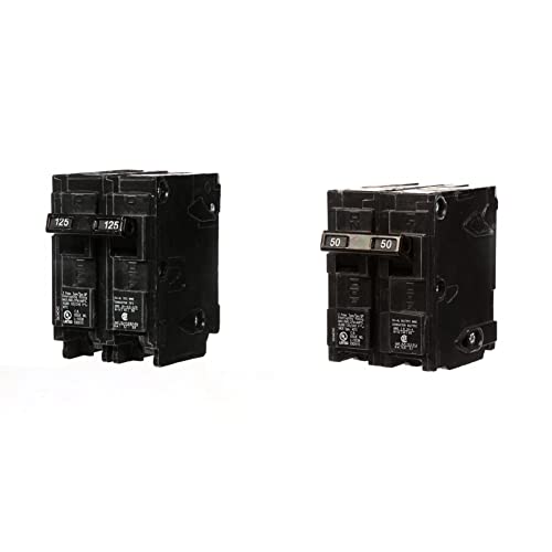 Q2125 125-Amp Double Pole Type QP Circuit Breaker & Q250 50-Amp Double Pole Type QP Circuit Breaker, Black