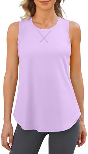 G4Free Racerback Workout Tank Tops for Women High Neck Athletic Long Tanks Fast Dry Sleeveless Pilates Running Shirts