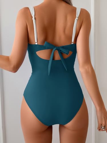 Image of B2prity Women's One Piece Swimsuits Tummy Control Bathing Suits Push Up Swim Suit Color Block Swimwear