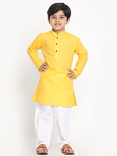 Image of JBN Creation Boys Cotton Blend Kurta Pyjama Set - Ethnic Elegance for Festivals | Comfortable Classic Collar Full Sleeves Kurta for Kids