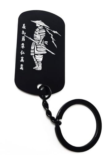 ENTROPIJA Porte-clés Bushi Samourai Japon Ronin Soleil gravé au laser Art Classique Noir, Noir , taille unique