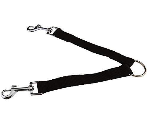 Acoplador de correa de doble plomo para perro, 2 perros en 1 correa de nailon, color negro, 23 cm de longitud cada correa Cover