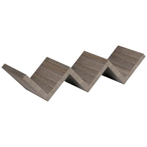 Decorspace - Estantería de madera 'Zig Zag' para pared, diseño moderno con fijación retráctil (Roble Moka)